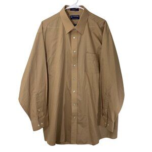Stafford Mens Dress Shirt Size XXL 18 34-35 The Super Shirt Long Sleeve Beige